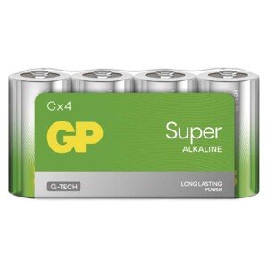 Alkalická batéria GP Super LR14 (C), 4 ks fólia