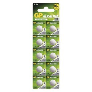 Alkalická gombíková batéria GP LR44 (A76F), 10 ks