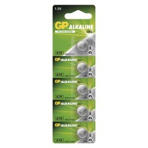 Alkalická gombíková batéria GP LR44 (A76F), 5 ks