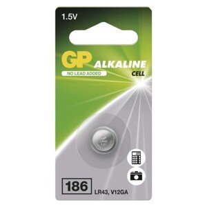 Alkalická gombíková batéria GP LR43 (186F), 1 ks