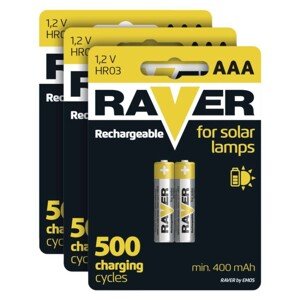 Nabíjacia batéria RAVER SOLAR 400 mAh HR03 (AAA), 6 ks