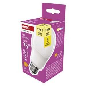 8 + 2 zdarma – LED žiarovka Classic A60 / E27 / 9,5 W (75 W) / 1 055 lm / teplá biela