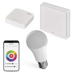 Sada GoSmart: 1x LED žiarovka E27 / 11W / RGB / Zigbee, 1x ovládač scén, 1x ZigBee brána