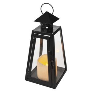 LED lampáš čierny, hranatý, 26,5 cm, 3x AAA, vnútorný, vintage