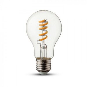 LED žiarovka , vláknový efekt , filament , špirálová , hruška , pätica E27 , 4 W , teplá biela ,