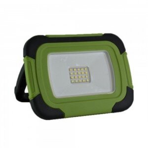 LED reflektor, 10 Watt, prenosný, akumulátorový, USB, prirodzená biela, čip SAMSUNG, IP44, stmieva­teľný, SOS funkcia, čierno-zelený