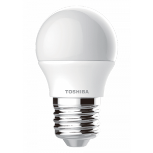 LED svietidlo, žiarovka , malá guľatá , E27 pätica , 7 Watt , 180° , teplá biela , TOSHIBA , 5 rokov záruky