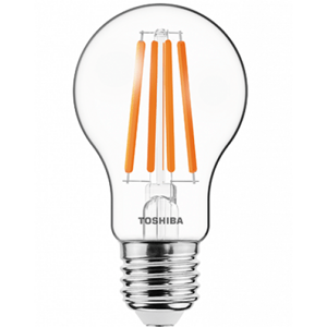 LED svietidlo, žiarovka, vláknový efekt , filament , E27 pätica , 10.5 Watt , teplá biela , TOSHIBA , 5 rokov záruky