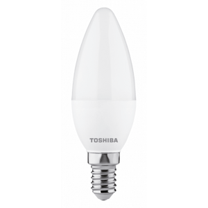LED svetelný zdroj , žiarovka , sviečka , E14 objímka , 5 Watt , 220° , denná biela , stmievatelný , TOSHIBA , 5 rokov záruky