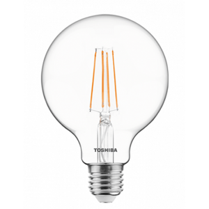 LED svietidlo , žiarovka , vláknový efekt , filament , E27 pätica , 8.5 Watt , teplá biela , TOSHIBA , 5 rokov záruky