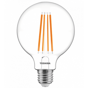 LED svietidlo, žiarovka, vláknový efekt , filament , E27 pätica, 11 Watt , teplá biela , TOSHIBA , 5 rorkov záruky