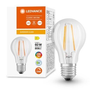 LED žiarovka E27 A60 5,8W = 60W 806lm 4000K Neutrálne 300° CRI90 Stmievateľné vlákno LEDVANCE Superior