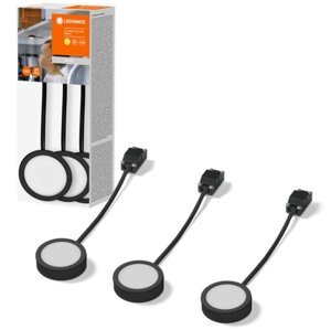3x LED lampa 3W 3000K Osvetlenie pod skrinku čierna LEDVANCE