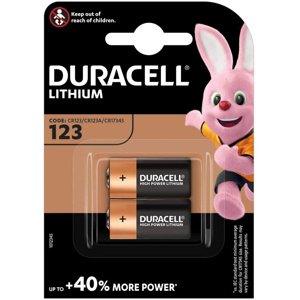 DURACELL 123 CR123 CR123A 3V LITHIUM BATÉRIA Blister 2ks