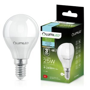 LED žiarovka E14 P40 2,5W = 25W 249lm 6500K Cold 180° LUMILED
