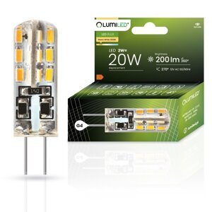 LED žiarovka G4 s päticou 2W = 20W 200lm 3000K teplá 270° LUMILED