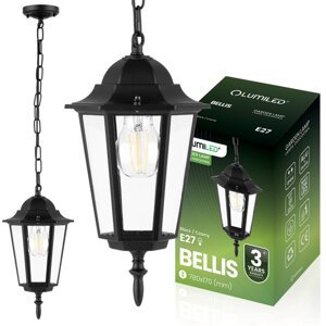 Vonkajšia závesná záhradná lampa E27 LATARNIA Black BELLIS LUMILED