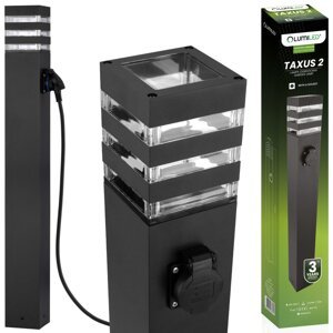 Záhradný vonkajší stojaci LED stĺp E27 12W so zásuvkou TAXUS 2 80cm LUMILED
