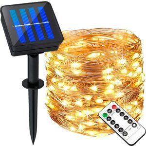 Solárna záhrada Girland 200x LED okrasná 21m teplá 3000K + Pilot PASSI LUMILED