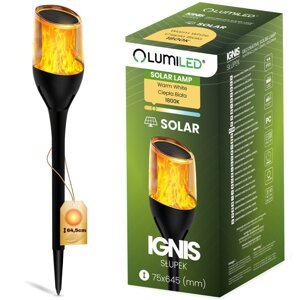 LED solárna vonkajšia záhradná lampa IGNIS 64 cm LUMILED s efektom plameňa