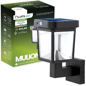 Solárne nástenné svietidlo LED fasádne svietidlo 4000K IP44 Senzor pohybu a súmraku MULION LUMILED