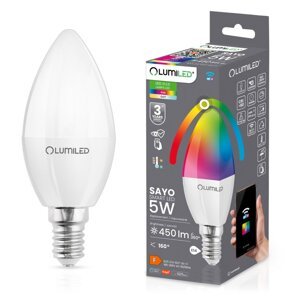 LED žiarovka E14 B35 CANDLE 5W = 40W 450lm RGB stmievateľná CCT Inteligentná TUYA WiFi SMART SAYO LUMILED