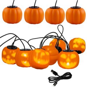 Batériový veniec 8xLED Dekoratívne tekvice 4,45 m Halloween svetlá + USB C