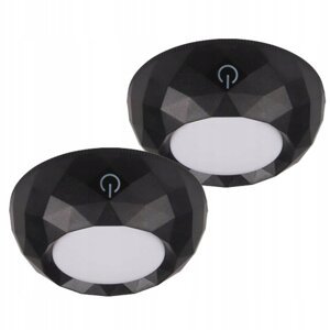 2x LED kruhové samolepiace svetlo pod skrinku s batériou 4000K 3xAA čierna