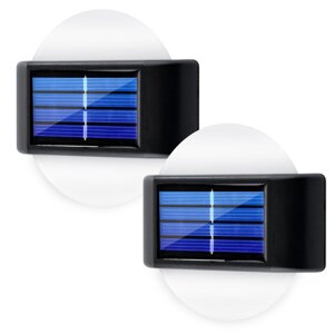 Sada 2x solárna záhradná lampa LED Fasádna nástenná lampa Top Down Kruhové svietidlo