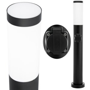 Vonkajšie záhradné svietidlo E27 BLACK PILLAR 65cm so zásuvkou 230V