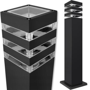 Vonkajšie záhradné svietidlo E27 BLACK Štvorcové tyče 60 cm