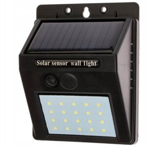 Solárne LED reflektory 3W 5500-6000K Studené IP65 Čierny senzor súmraku