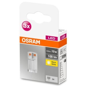 3PAK LED žiarovka G4 kapsula 0,9W = 10W 100lm teplá 300° 12V OSRAM