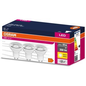 3PAK LED žiarovka GU10 4,5W = 50W 350lm 2700K Warm 60° OSRAM VALUE