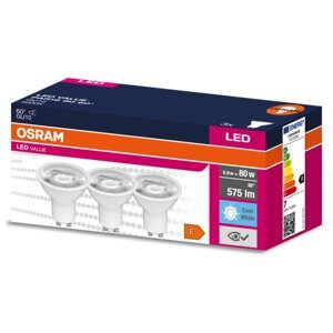 3PAK LED žiarovka GU10 6,9W = 80W 575lm 4000K Neutrálna 60° OSRAM VALUE