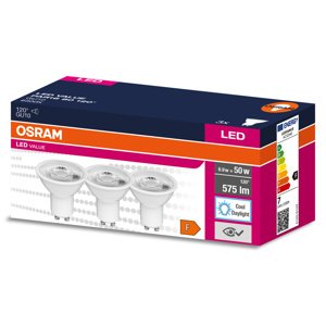 3PAK LED žiarovka GU10 6,9W = 50W 575lm 6500K Cold 120° OSRAM Value