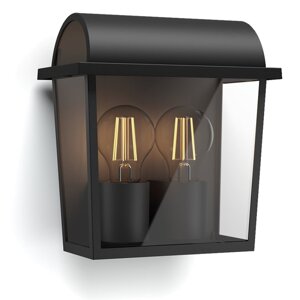 HARVEST myGarden 2xE27 IP44 Lucerna čierna PHILIPS LED fasádne nástenné svietidlo