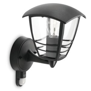 CREEK myGarden E27 IP44 LED fasádne nástenné svietidlo so senzorom pohybu čierne PHILIPS