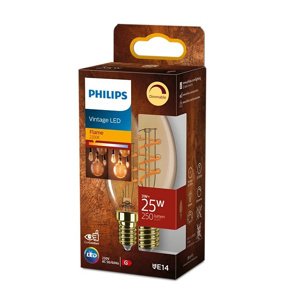 LED žiarovka E14 B35 3W = 25W 250lm 2200K teplé vlákno jantárová PHILIPS stmievateľná
