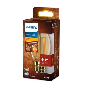 LED žiarovka E14 B35 6W = 40W 470lm 1800K teplé vlákno jantárová PHILIPS