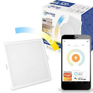 Zapustený štvorcový LED panel 6W CCT ALGINE SPECTRUM Smart TUYA WiFi Stmievateľný