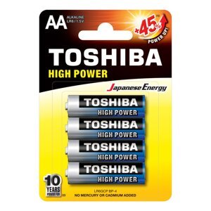 Alkalické batérie TOSHIBA HIGH POWER LR6 AA 1,5V Blister 4ks