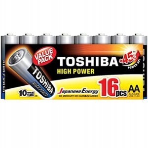 Alkalické batérie TOSHIBA HIGH POWER LR6 AA 1,5 V PACK 16 ks