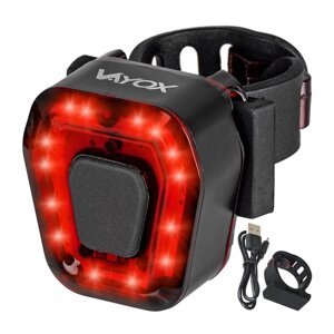 Zadné svetlo na bicykli LED zadné svetlo USB červené s dobíjacou batériou 5 svetelných režimov VAYOX