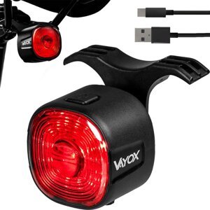Zadná cyklistická baterka červená SMART USB-C 6 režimov IP66 POWERFUL VAYOX