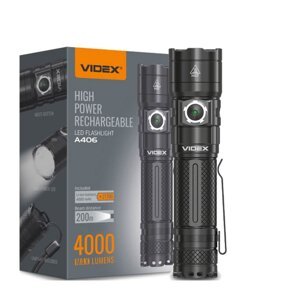Taktická LED dobíjacia vodotesná baterka 20W 4000lm 6000K A406 Veľmi výkonná VIDEX