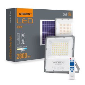 Solárne svetlomety 56x LED 100W 2800lm 5000K IP65 VIDEX Súmrakový senzor s diaľkovým ovládaním