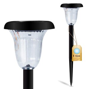Záhradná LED SOLAR lampa čierna 6000K studená biela 41cm