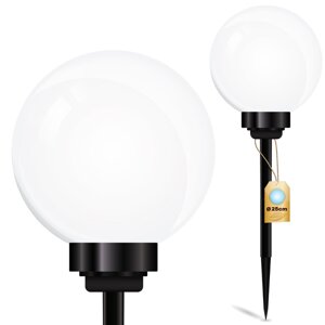 Solárna záhradná lampa LED poháňaná bielou guľou 25 cm