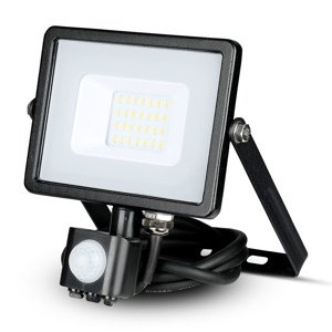 LED reflektor 20W 1600lm 4000K IP65 čierny so senzorom pohybu a funkciou CUT-OFF Samsung Chip VT-20-S-B V-TAC